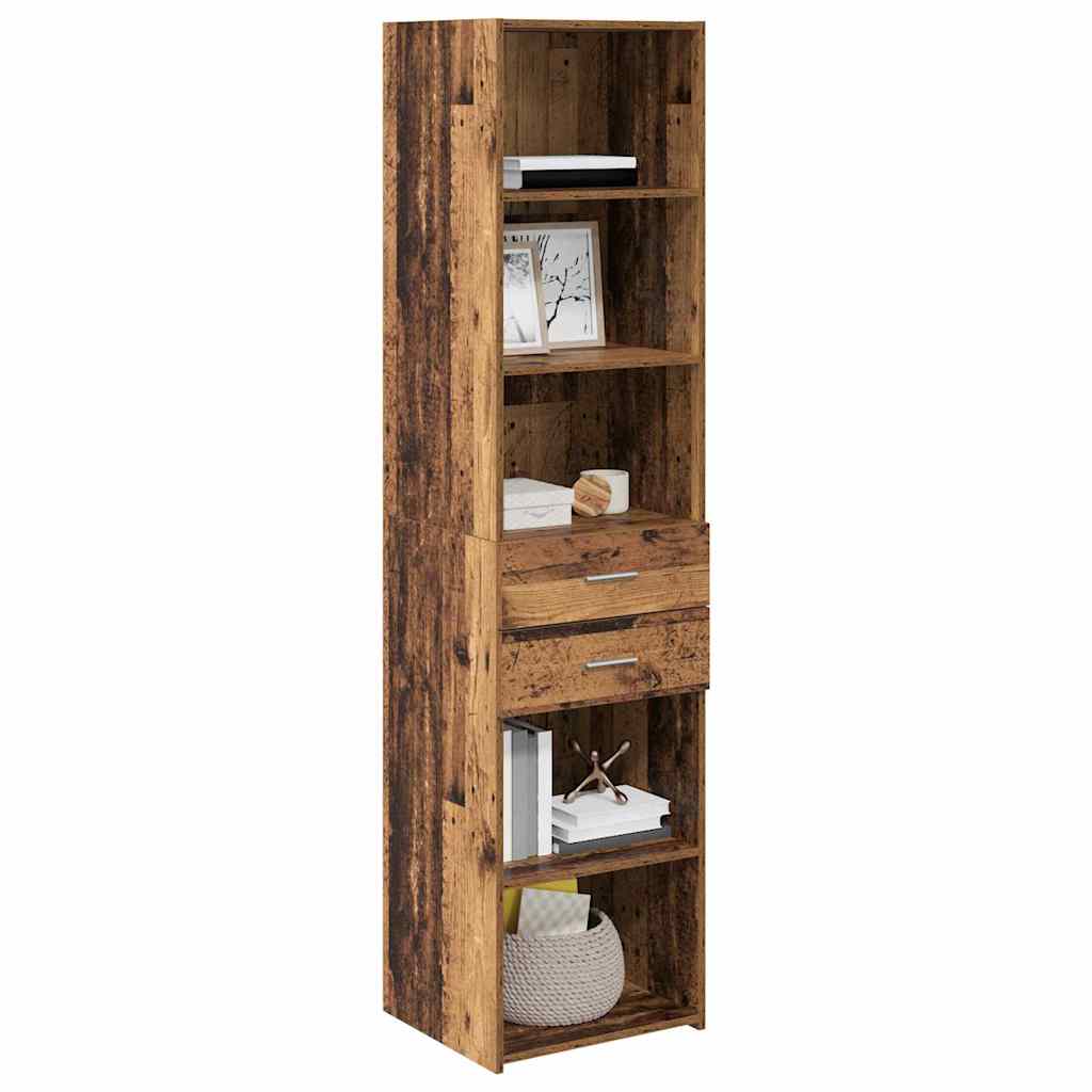 vidaXL Highboard met lade Oud Hout 45 x 42,5 x 185 cm Bewerkt hout