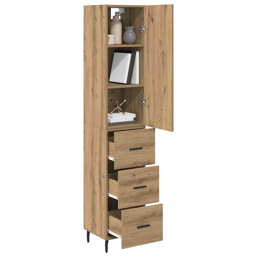vidaXL Highboard Artisan Eiken 34,5 x 34 x 180 cm Bewerkt hout