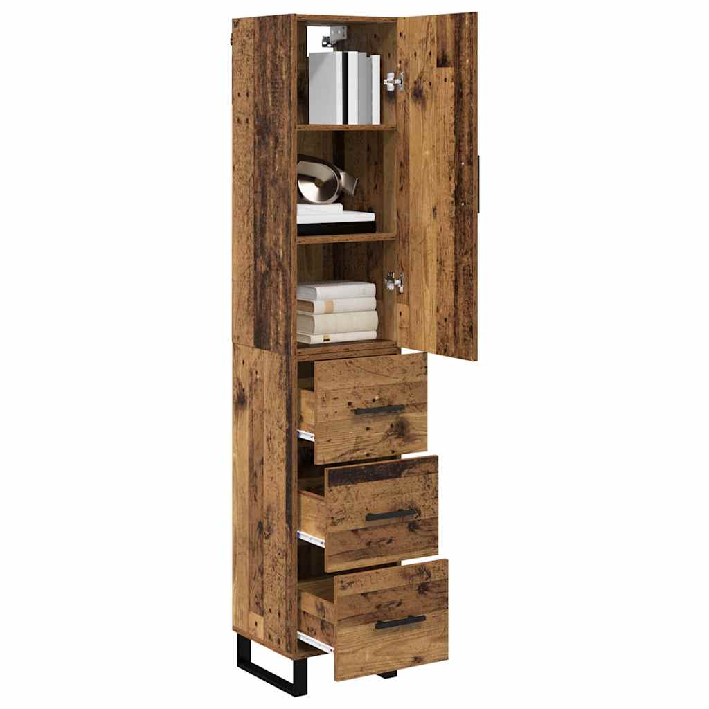 vidaXL Highboard met lade Oud Hout 34,5 x 34 x 180 cm Bewerkt hout