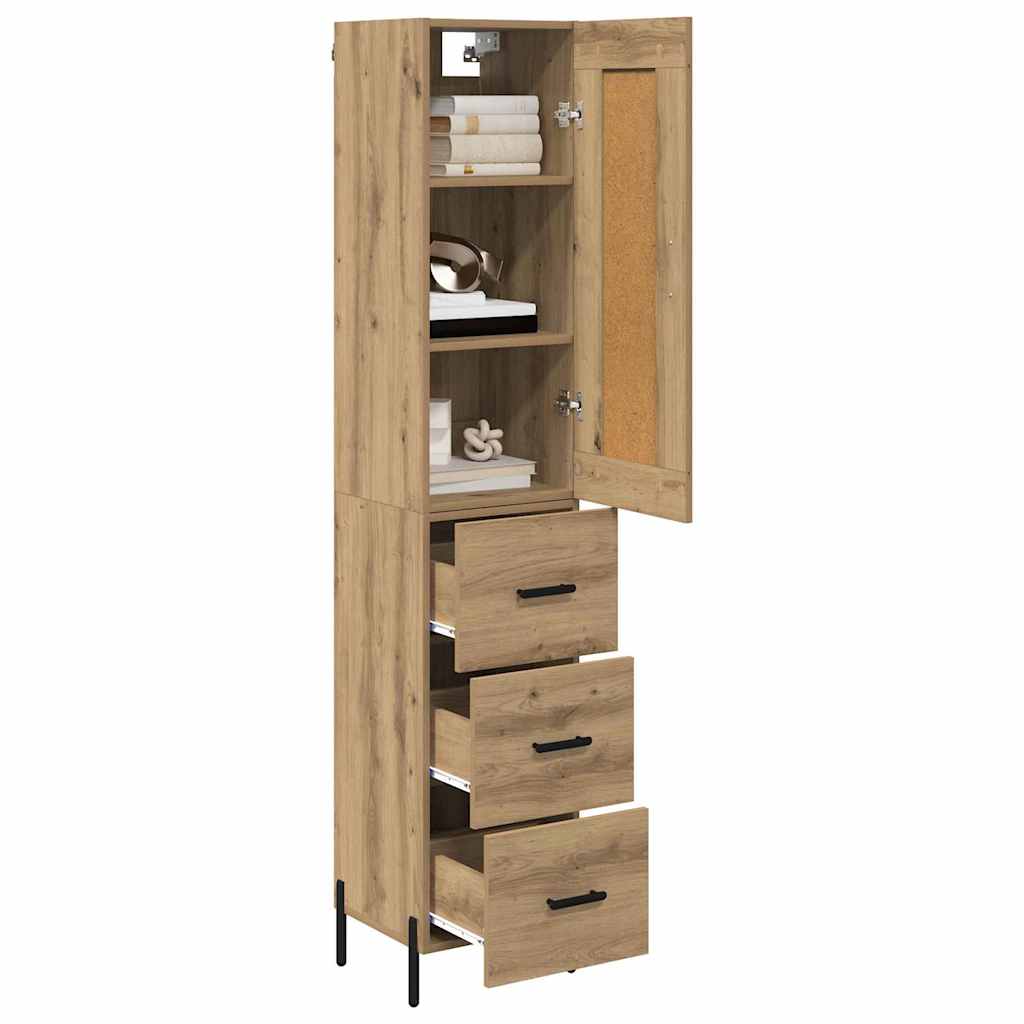 vidaXL Highboard Artisan Eiken 34,5 x 34 x 180 cm Bewerkt hout