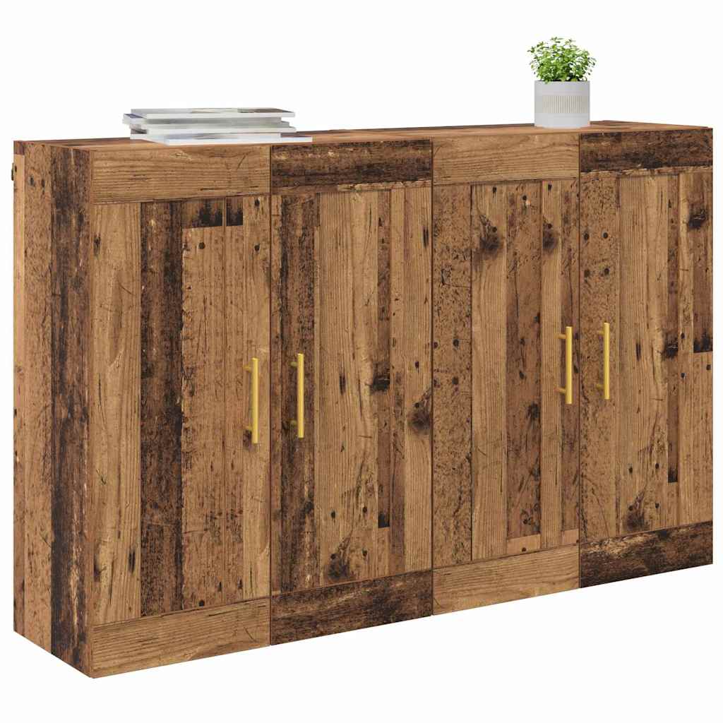 vidaXL Wandkasten 2 pcs Oud Hout 69,5 x 34 x 90 cm Bewerkt hout