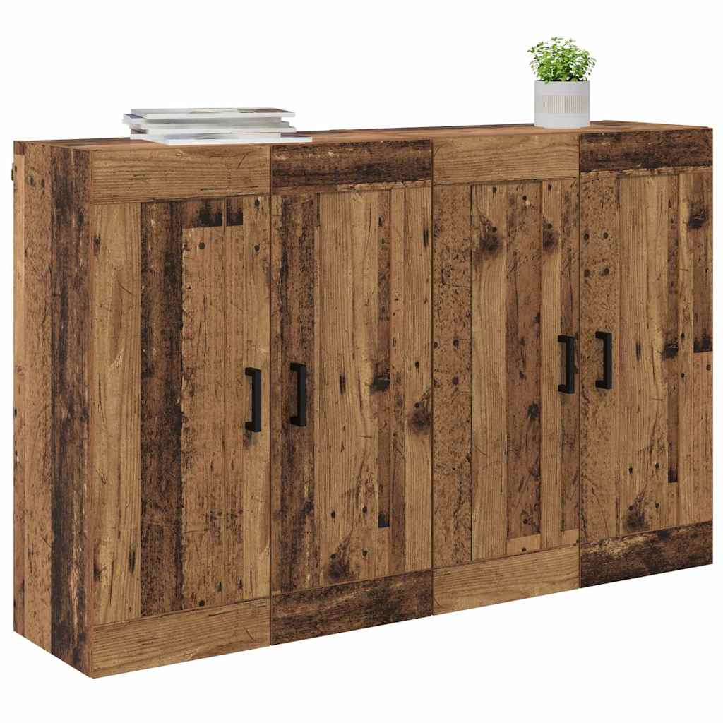 vidaXL Wandkasten 2 pcs Oud Hout 69,5 x 34 x 90 cm Bewerkt hout