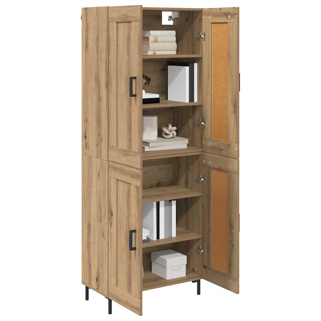 vidaXL Highboard Artisan Eiken 69,5 x 34 x 180 cm Bewerkt hout