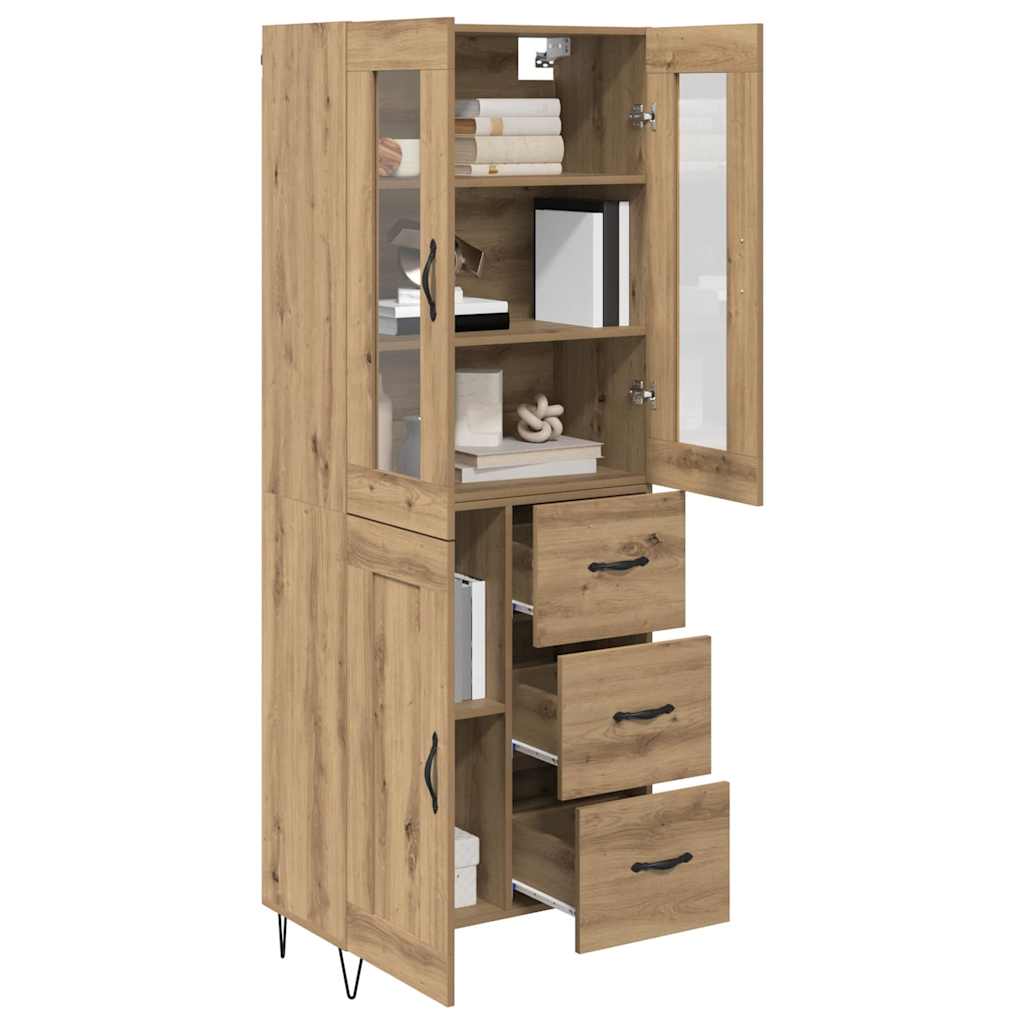 vidaXL Highboard Artisan Eiken 69,5 x 34 x 180 cm Bewerkt hout