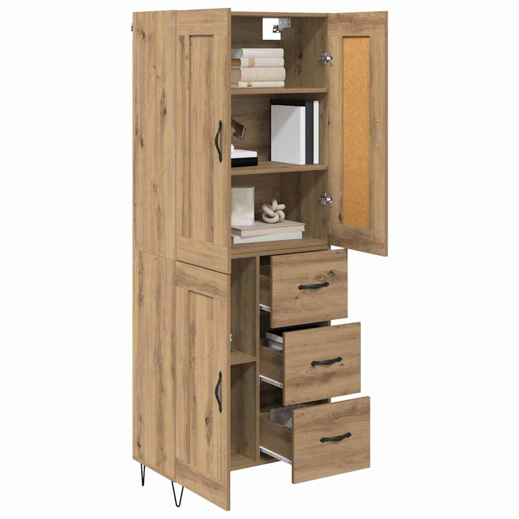 vidaXL Highboard Artisan Eiken 69,5 x 34 x 180 cm Bewerkt hout