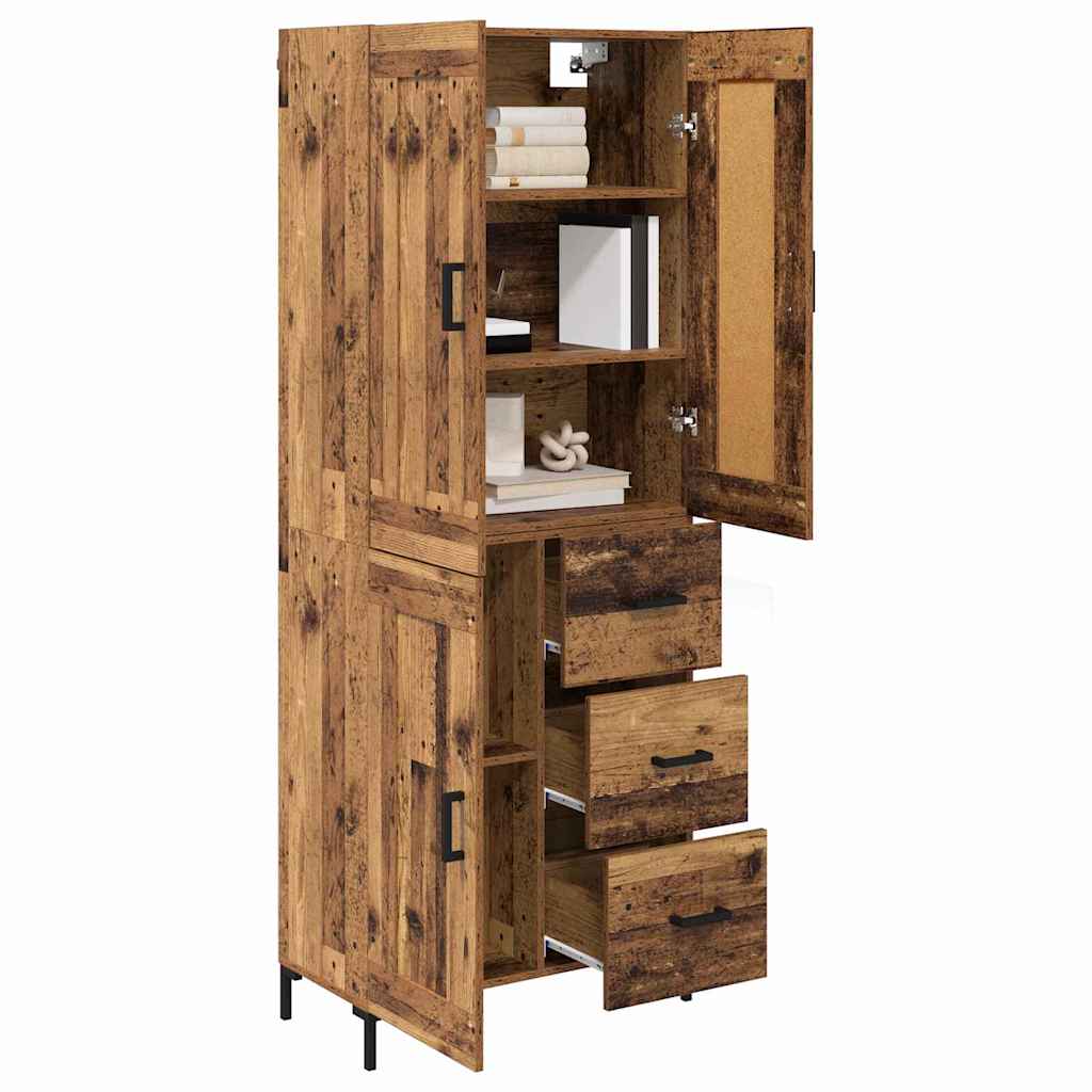 vidaXL Highboard met lade Oud Hout 69,5 x 34 x 180 cm Bewerkt hout