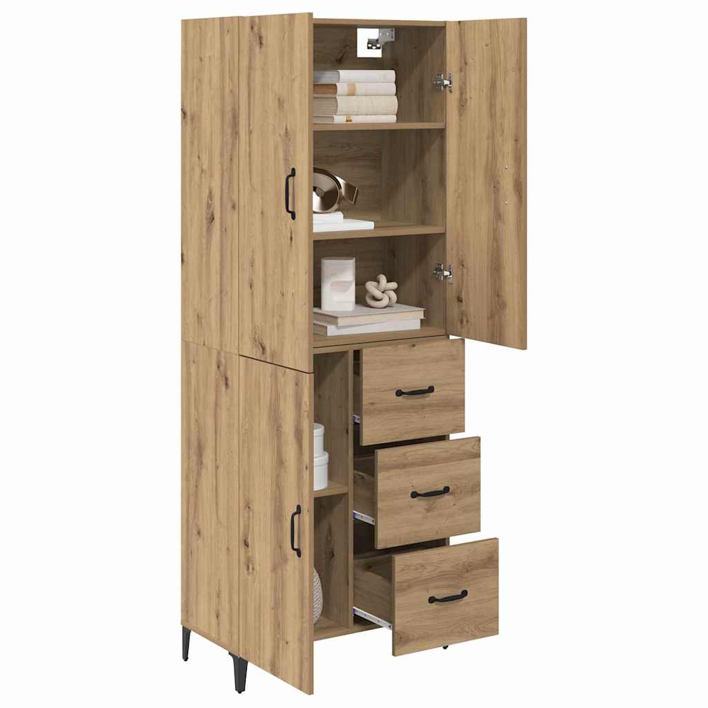 vidaXL Highboard Artisan Eiken 69,5 x 34 x 180 cm Bewerkt hout