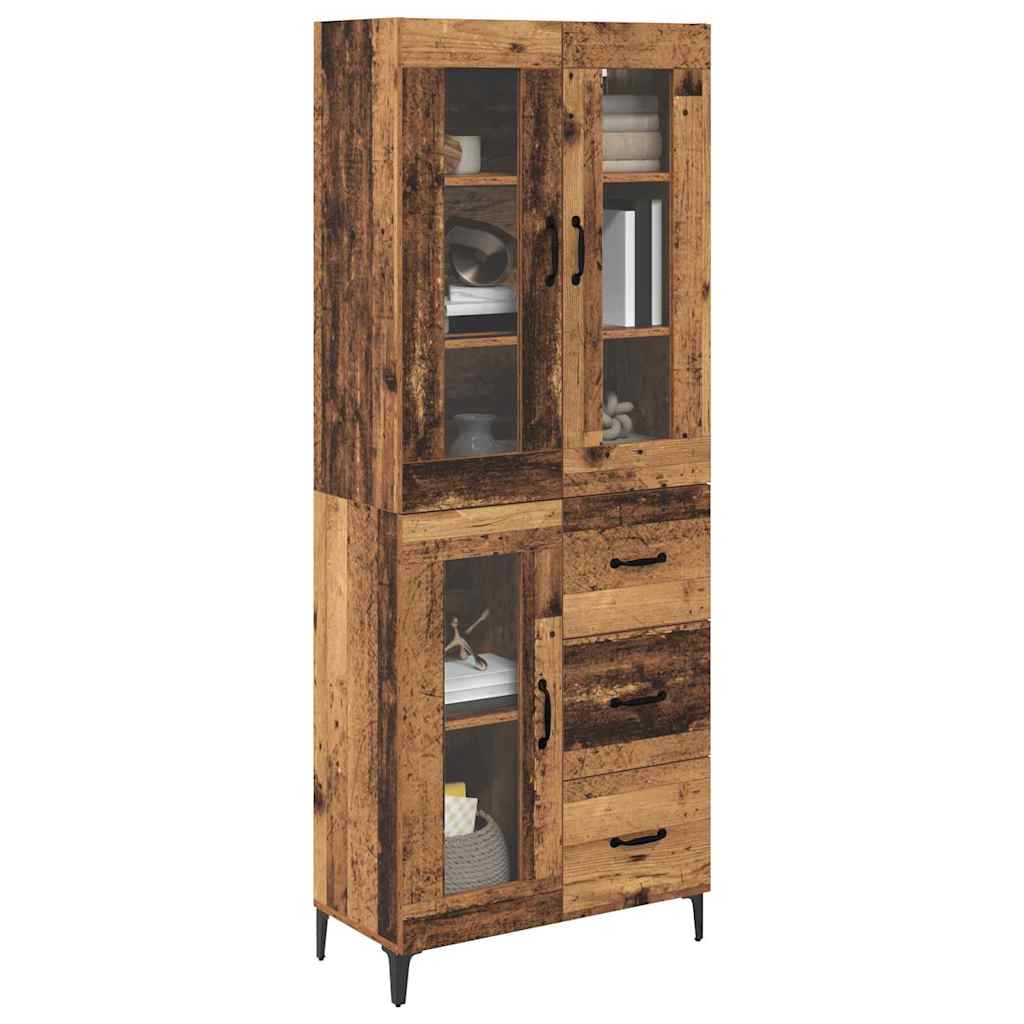 vidaXL Highboard met lade Oud Hout 69,5 x 34 x 180 cm Bewerkt hout