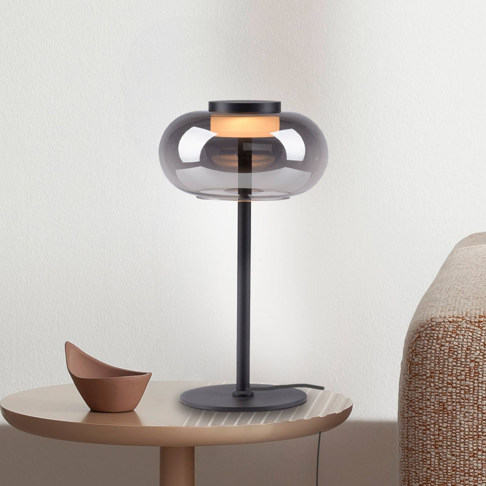 Schöner Wohnen LED tafellamp Sia, zwart/rookgrijs 3.000 K