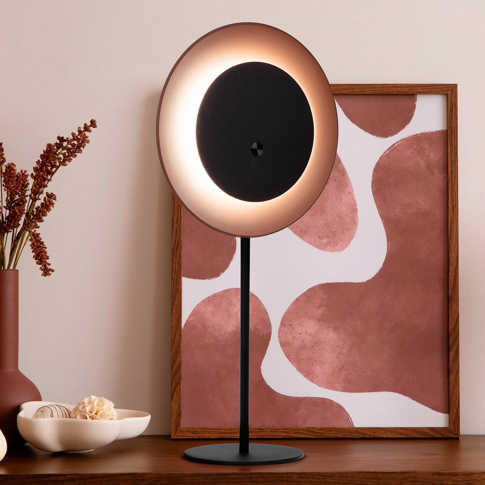 Naeve Leuchten Näve LED tafellamp Solan, zwart/bruin, zonne-energie, IP54