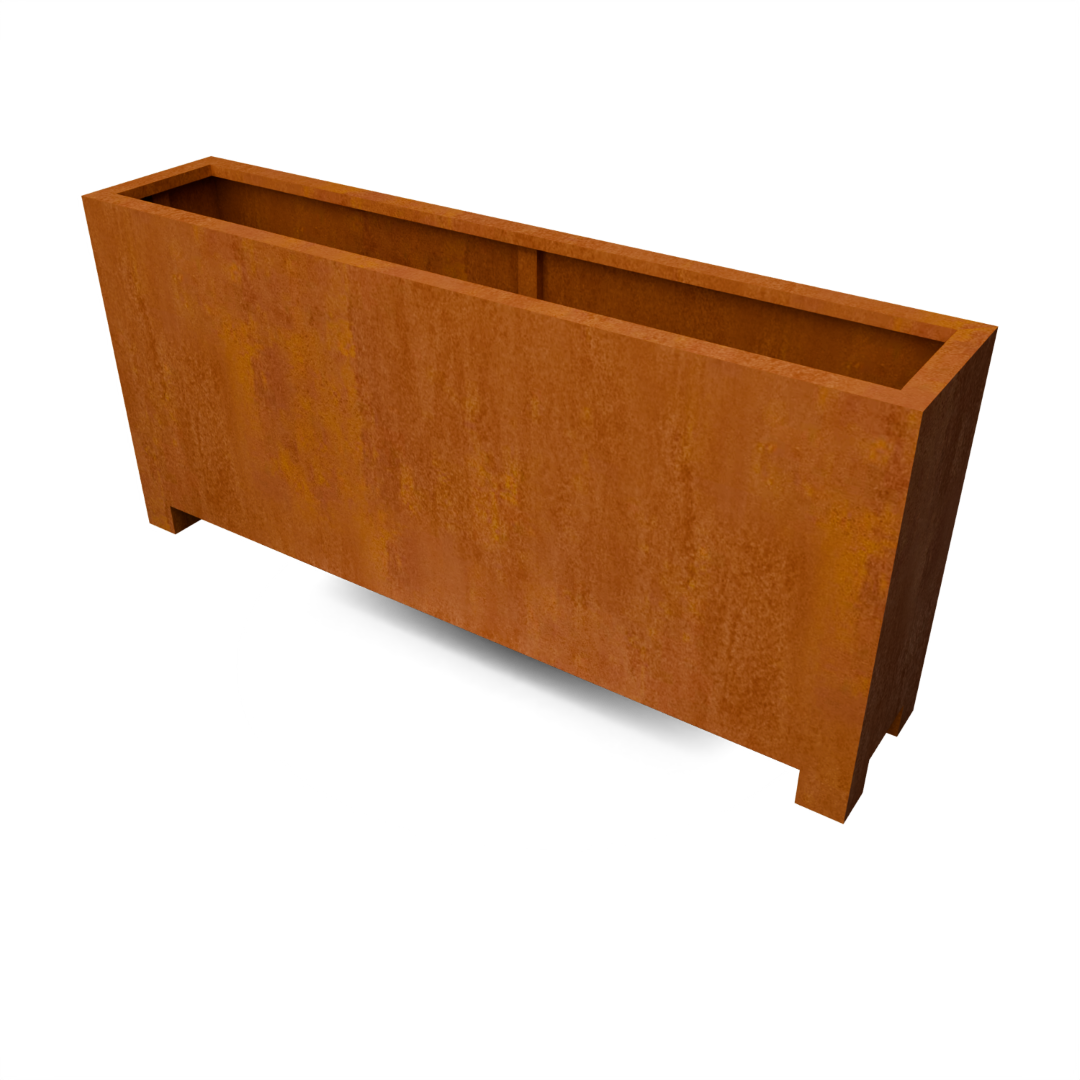 Geroba Artesa LF15 vierkante plantenbak op pootjes 2000x400x900mm - Cortenstaal