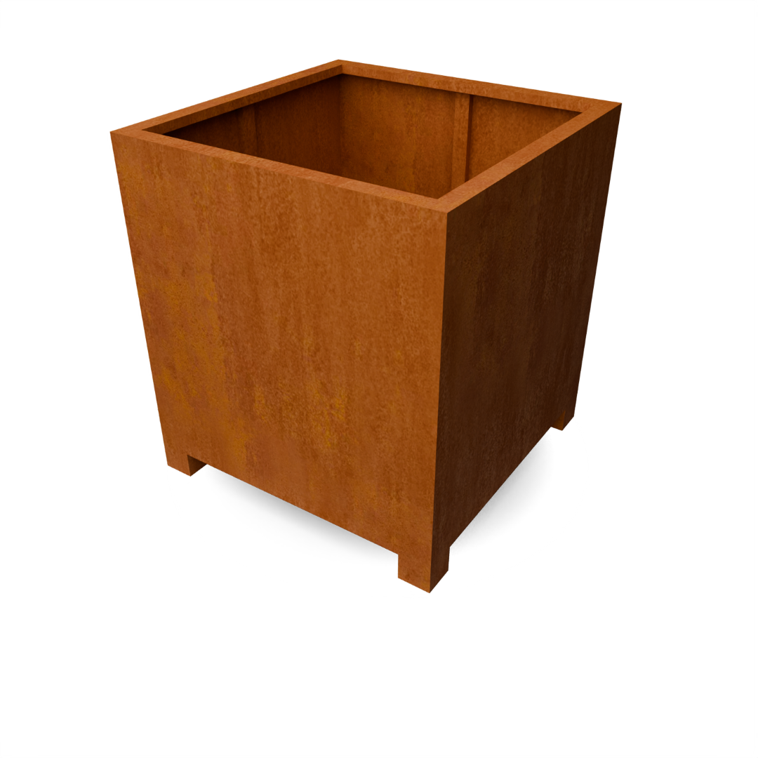 Geroba Artesa LF13 vierkante plantenbak op pootjes 1000x1000x1100mm - Cortenstaal
