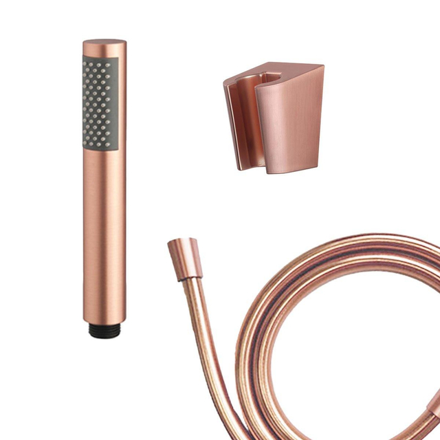 Wiesbaden Caral handdoucheset 1 stand staafhanddouche met wandhouder en doucheslang geborsteld koper sw373308/sw373313/sw373484/