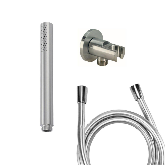 Wiesbaden Caral handdoucheset inbouw rond 1 stand staafhanddouche met doucheslang en wandhouder RVS sw10614/sw62403/sw62578/