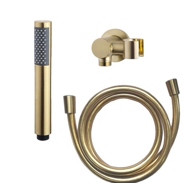 Wiesbaden Caral handdoucheset inbouw 1 stand staafhanddouche met wandarm en doucheslang geborsteld messing sw373300/sw373303/sw373311/