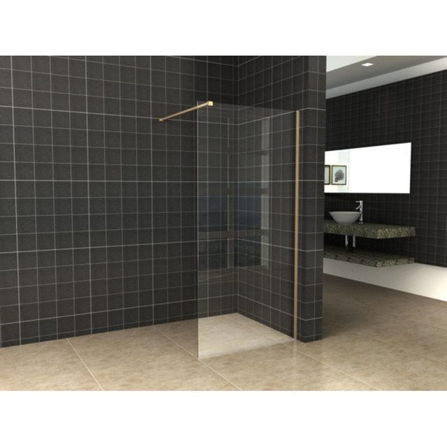 Wiesbaden Slim inloopdouche met messing profiel en stabilisatiestang 120x200cm 8mm helder Nano glas sw203910/sw295910