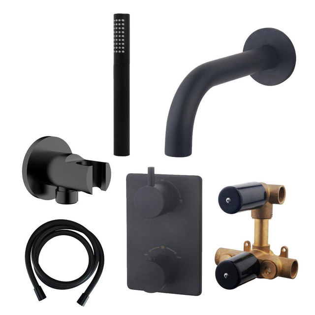 Wiesbaden Caral Badkraan Inbouw Set Mat Zwart sw62490/sw110885/sw158719/sw158727/sw237996/sw2769