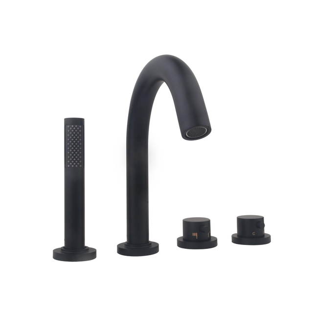 Wiesbaden Caral 4-gats badrandthermostaat afbouwset met inbouwdeel zwart sw68919/sw158725