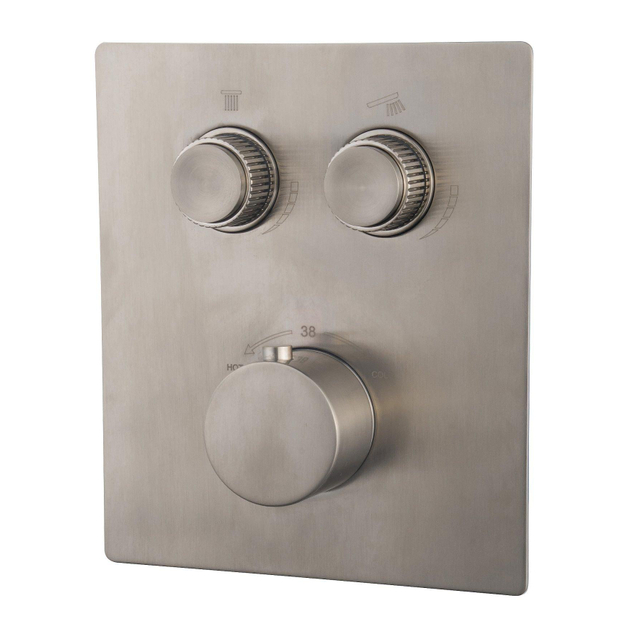 Wiesbaden Caral Klik Pro inbouw thermostatisch douchekraan 2 functies met inbouwdeel geborsteld staal SW717347 / SW717345