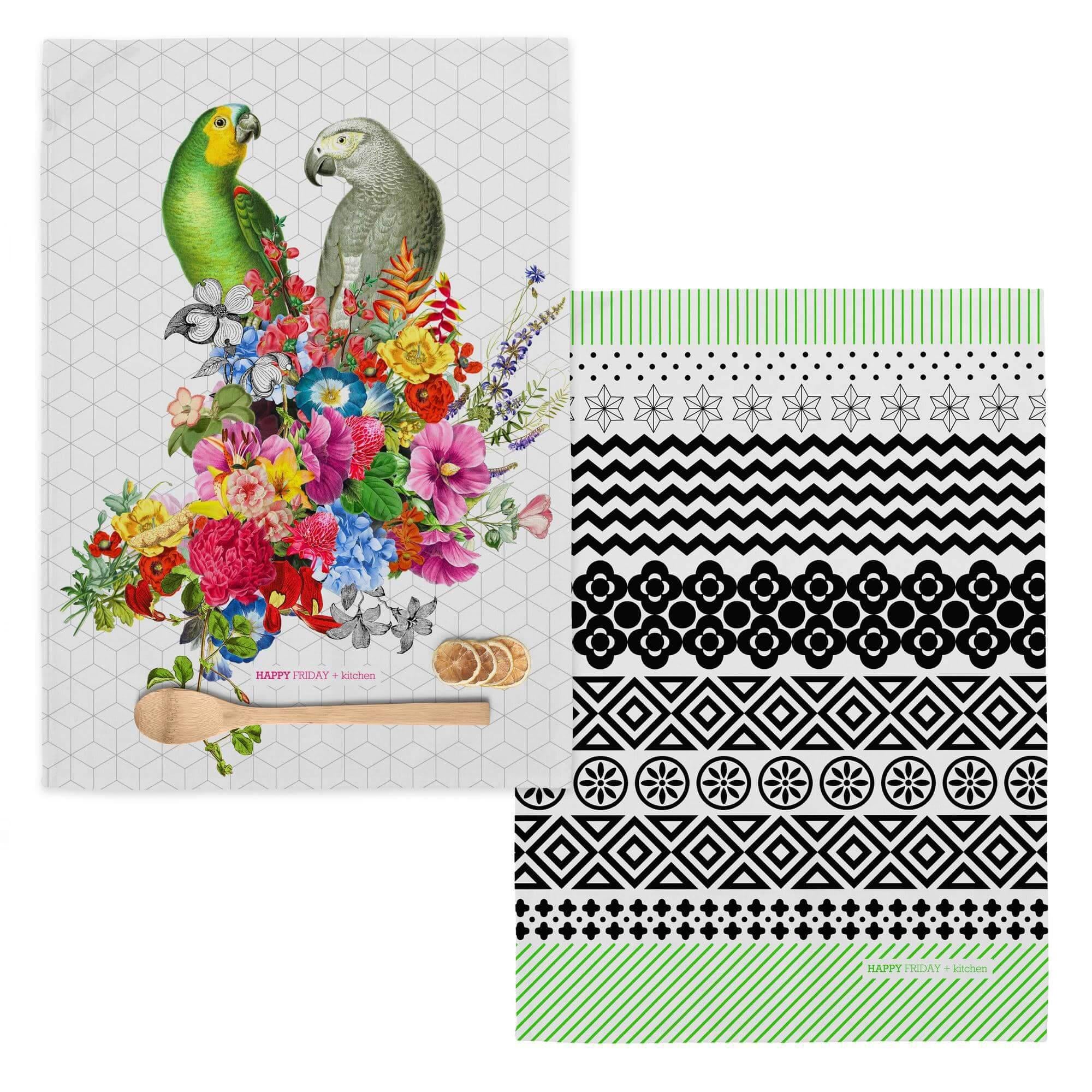 Happy Friday Set van 2 theedoeken Bouquet | 
