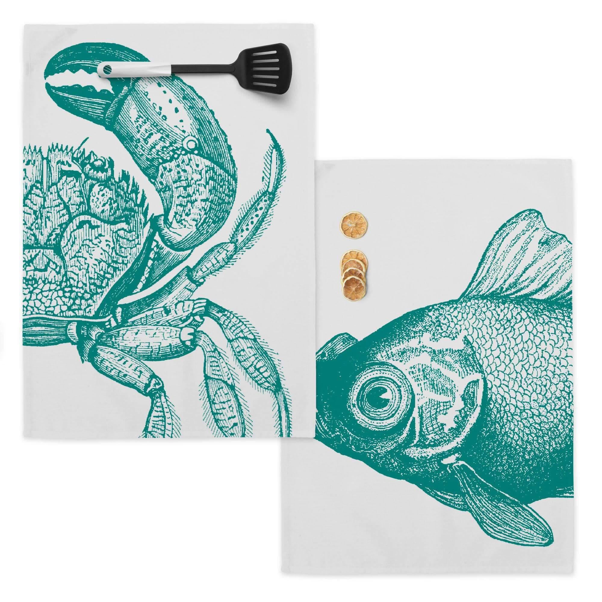 Happy Friday Set van 2 theedoeken Blue Sea | 