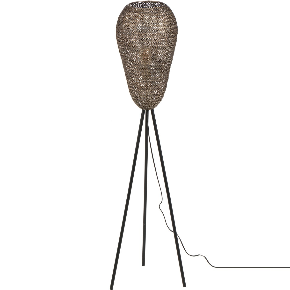 BES LED LED Vloerlamp - Trion Ziya - 1 Lichtpunt - E27 Fitting - Rond - Oud Brons - Metaal