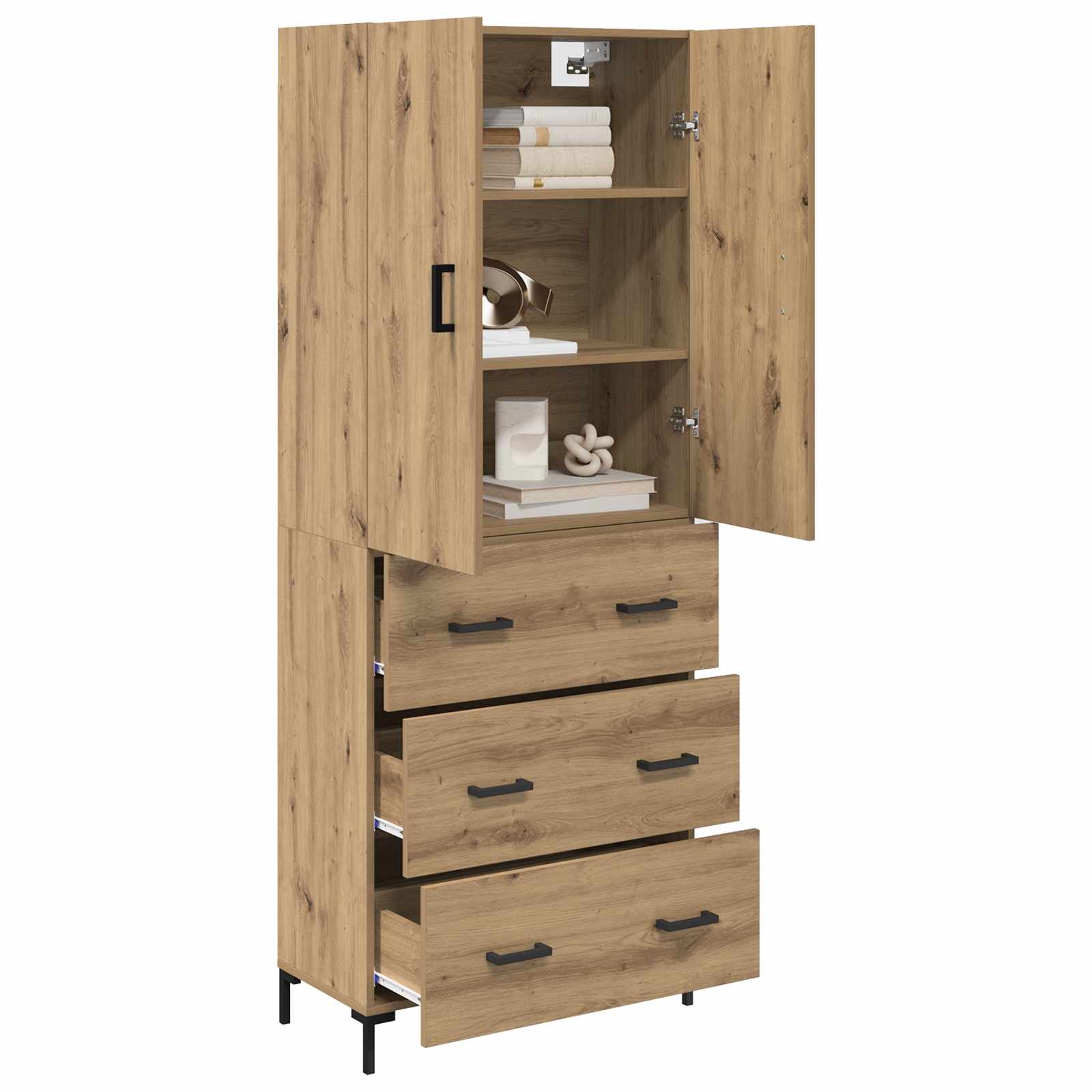 vidaXL Highboard Artisan Eiken 69,5 x 34 x 180 cm Bewerkt hout