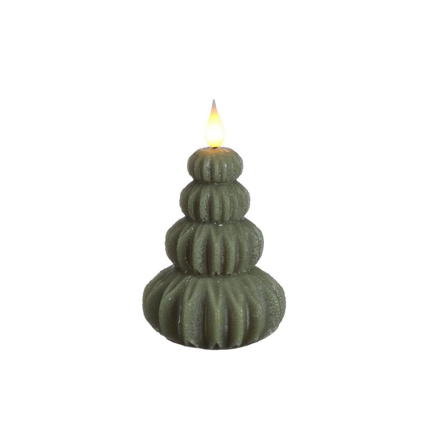 Ideas 4 seasons LED Kaars boom donker groen Ø6,9xH12cm