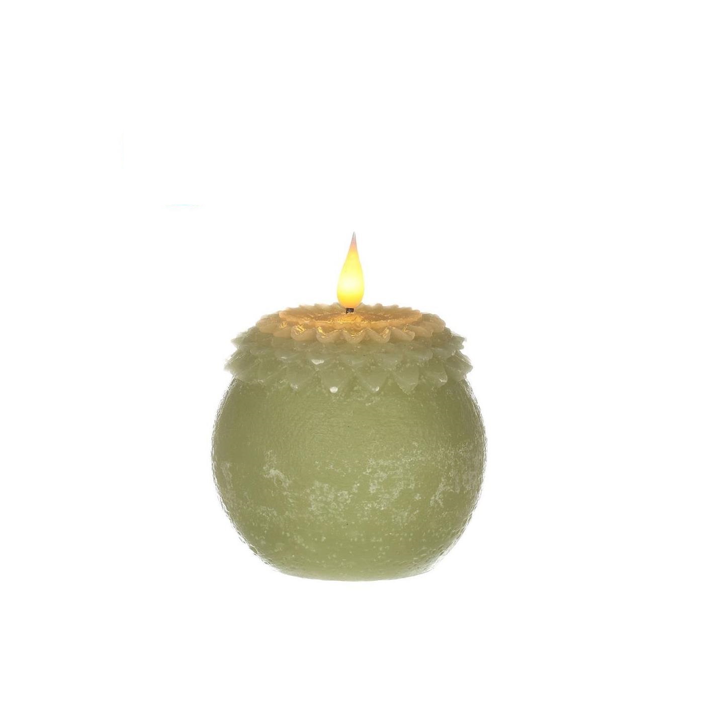 Ideas 4 seasons LED Kaars wax bloem parel groen Ø9xH12cm