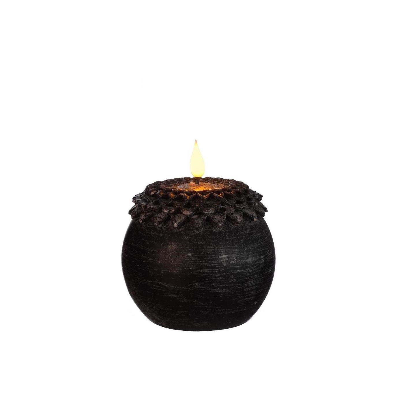 Ideas 4 seasons LED Kaars wax bloem parel zwart Ø9xH12cm