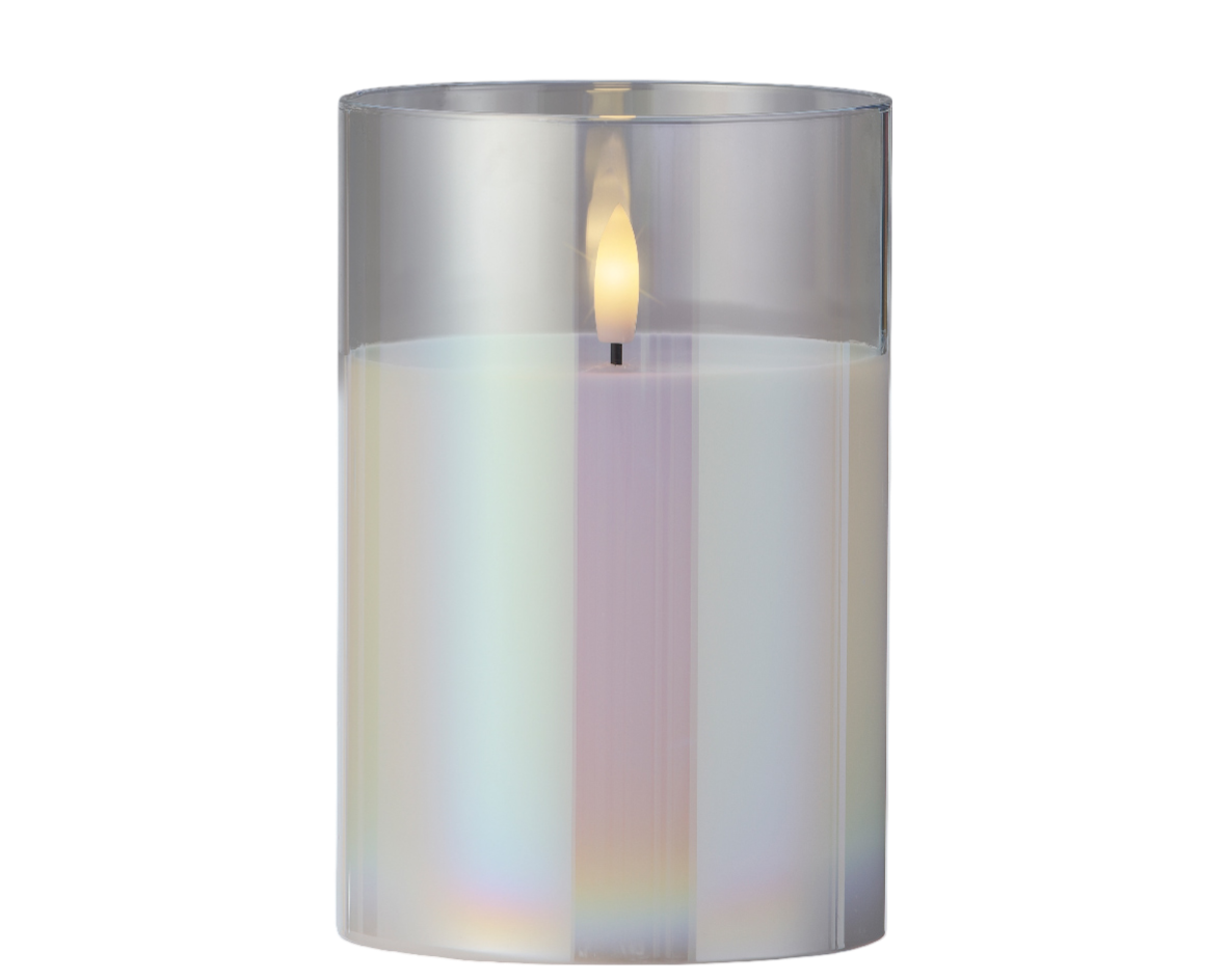 Lumineo LED kaars d10h15 cm iris/warm wit  - 