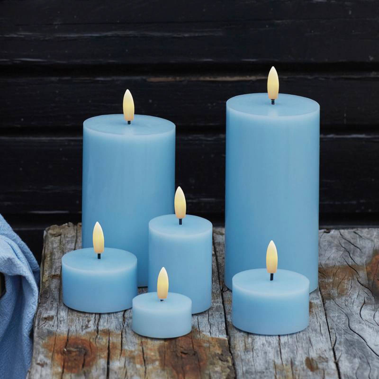 Sirius LED theelichtje Sille, blauw, was, set van 2, werkt op batterijen