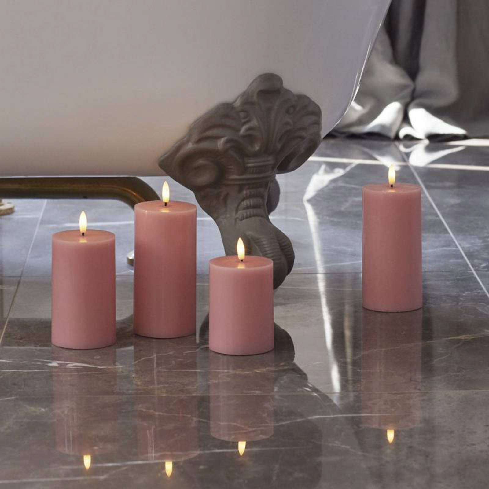 Sirius LED-kaars Sille, roze, hoogte 15 cm, was, werkt op batterijen