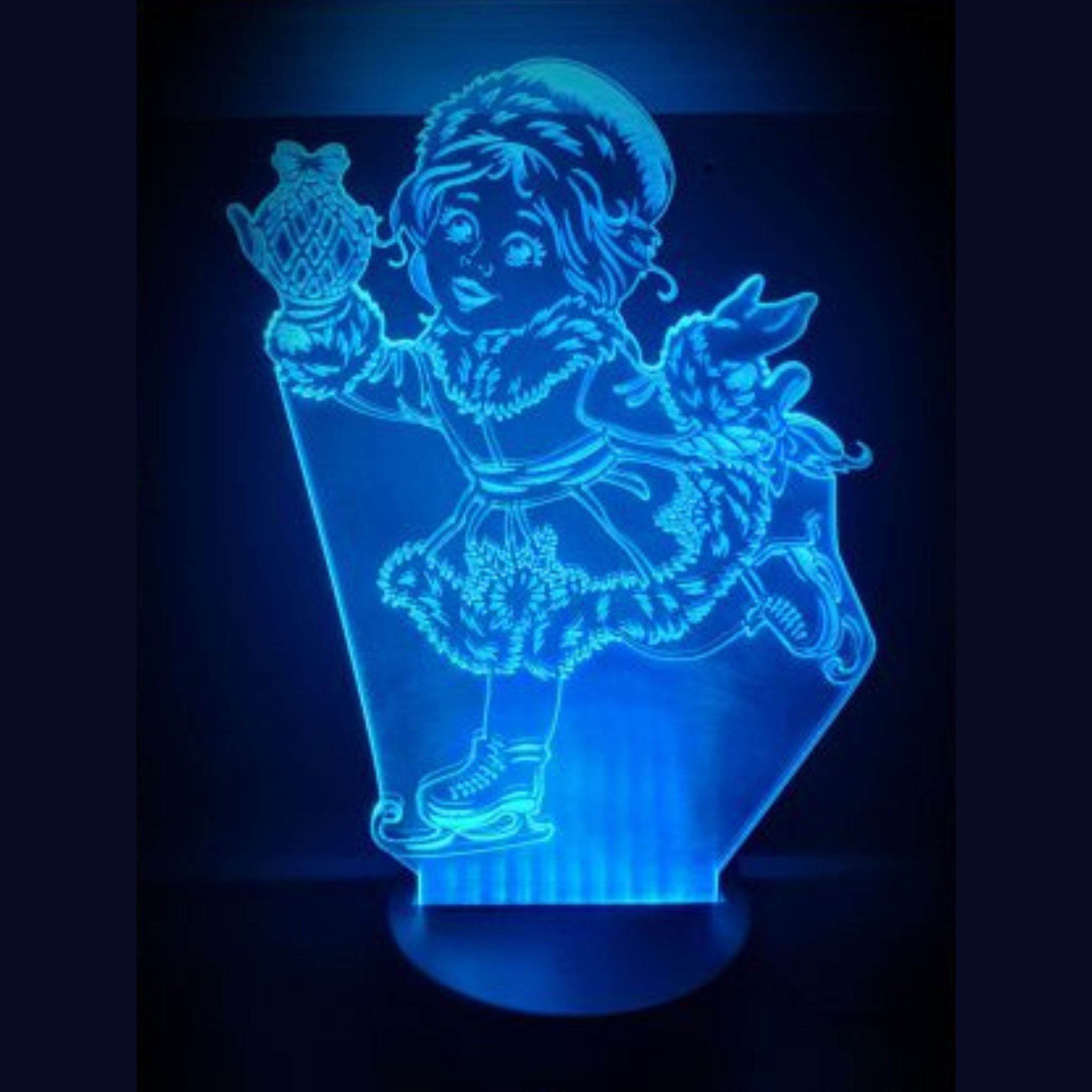 Merkloos 3D LED LAMP - MEISJE OP SCHAATS - Ontwerp-zelf.nl