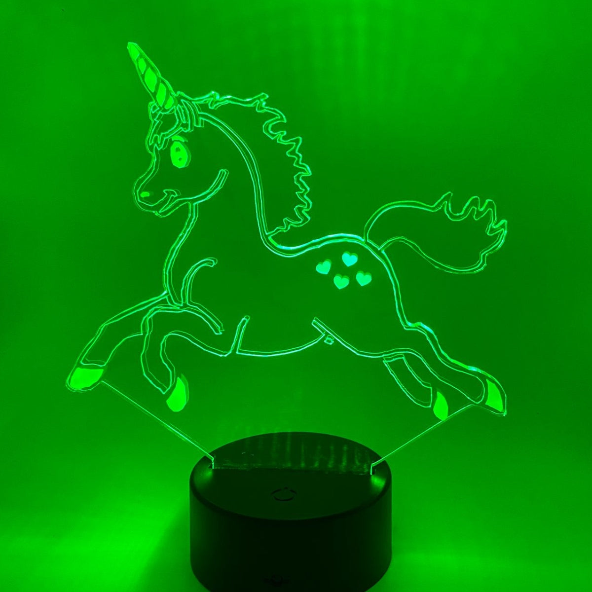 Merkloos 3D LED LAMP - EENHOORN 02 - Ontwerp-zelf.nl