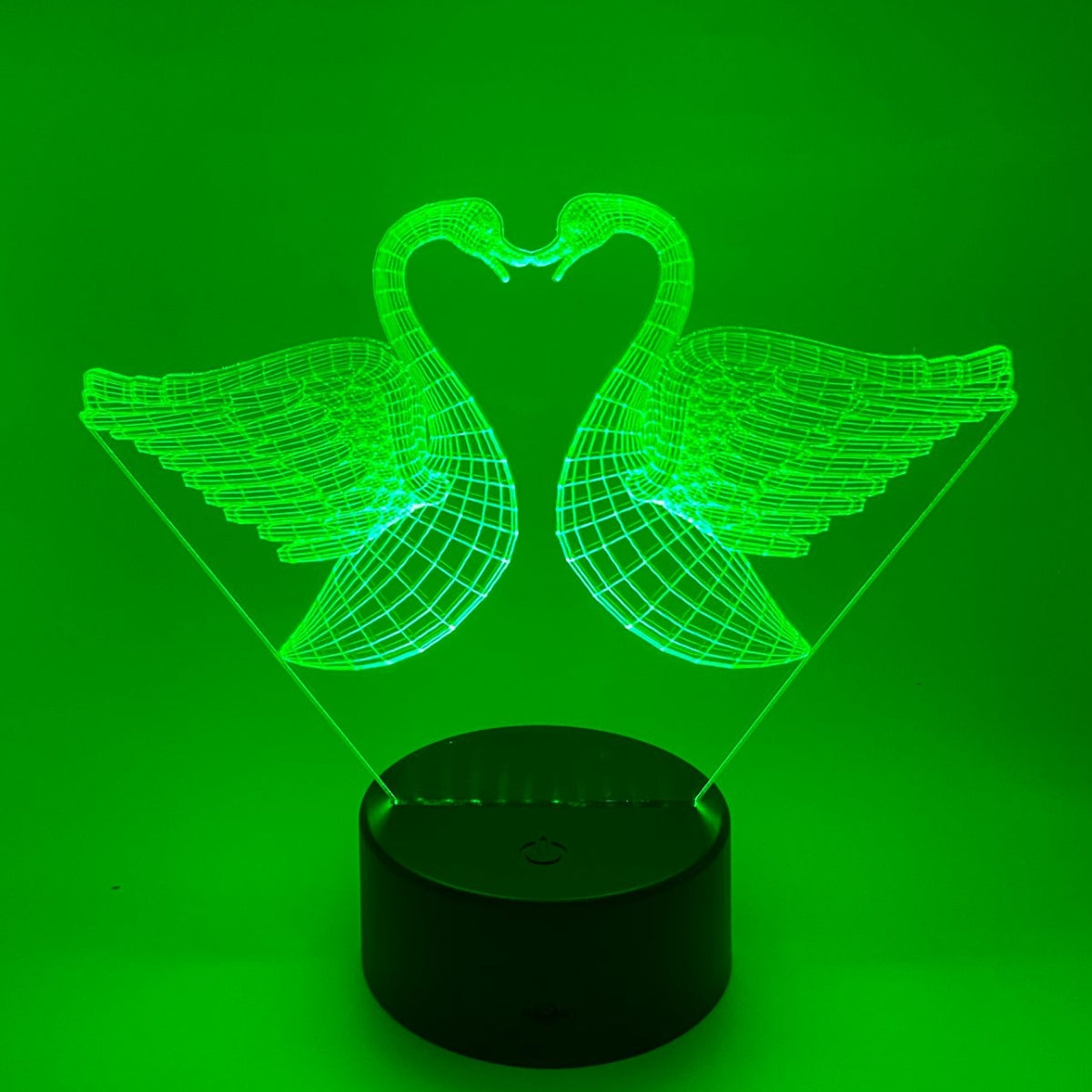 Merkloos 3D LED LAMP - KUSSENDE ZWANEN - Ontwerp-zelf.nl