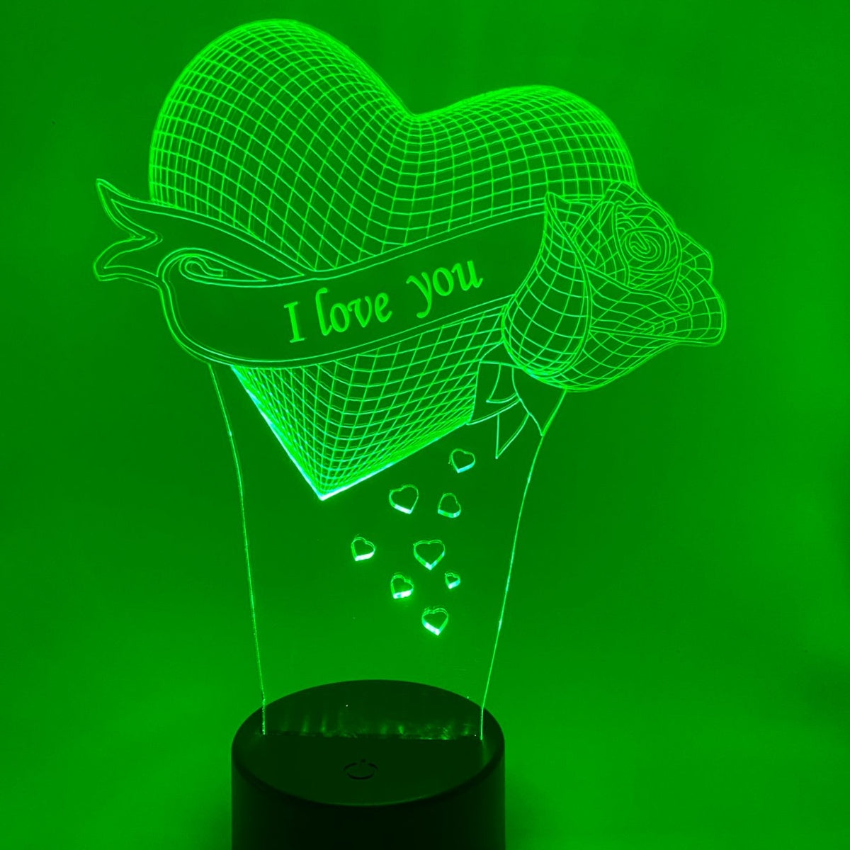 Merkloos 3D LED LAMP - HART MET ROOS - Ontwerp-zelf.nl