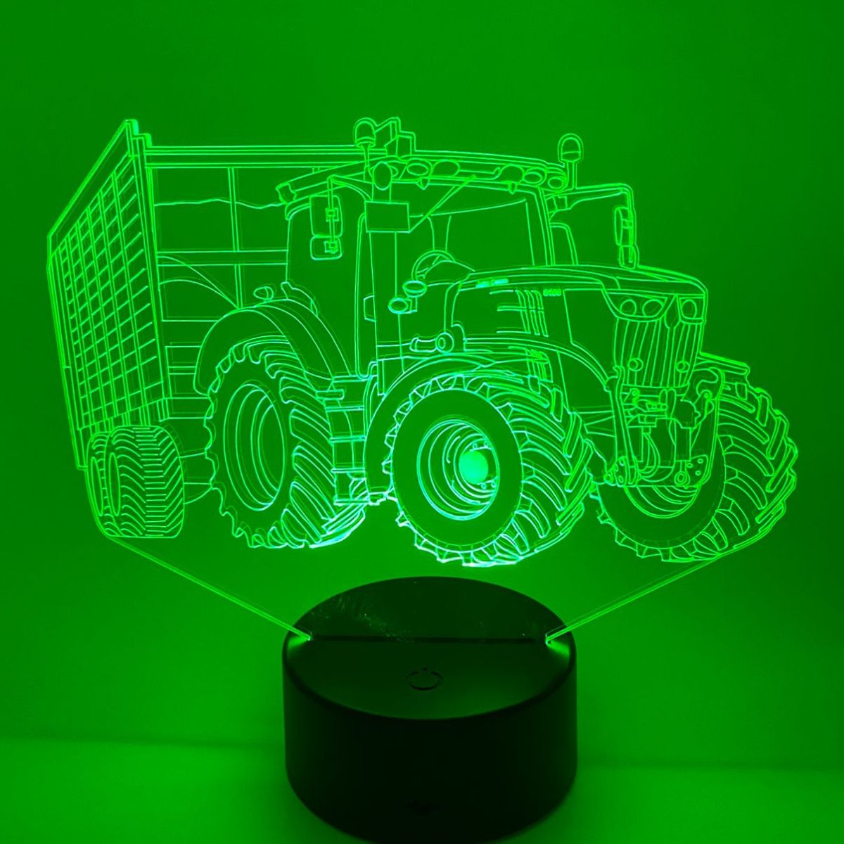 Merkloos 3D LED LAMP - TRACTOR MET AANHANGER 4 - Ontwerp-zelf.nl