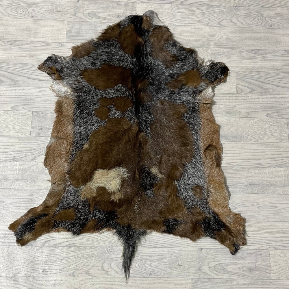 Lederstore Geitenhuid bruin grijs wit 90x85cm