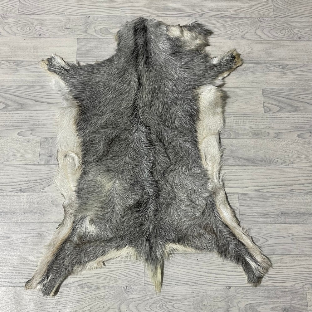 Lederstore Geitenhuid grijs beige wit creme 95x75cm