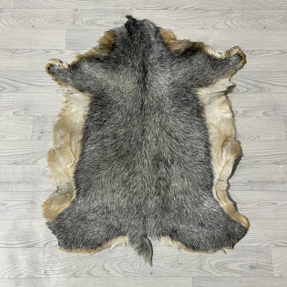 Lederstore Geitenhuid grijs beige creme 95x75cm