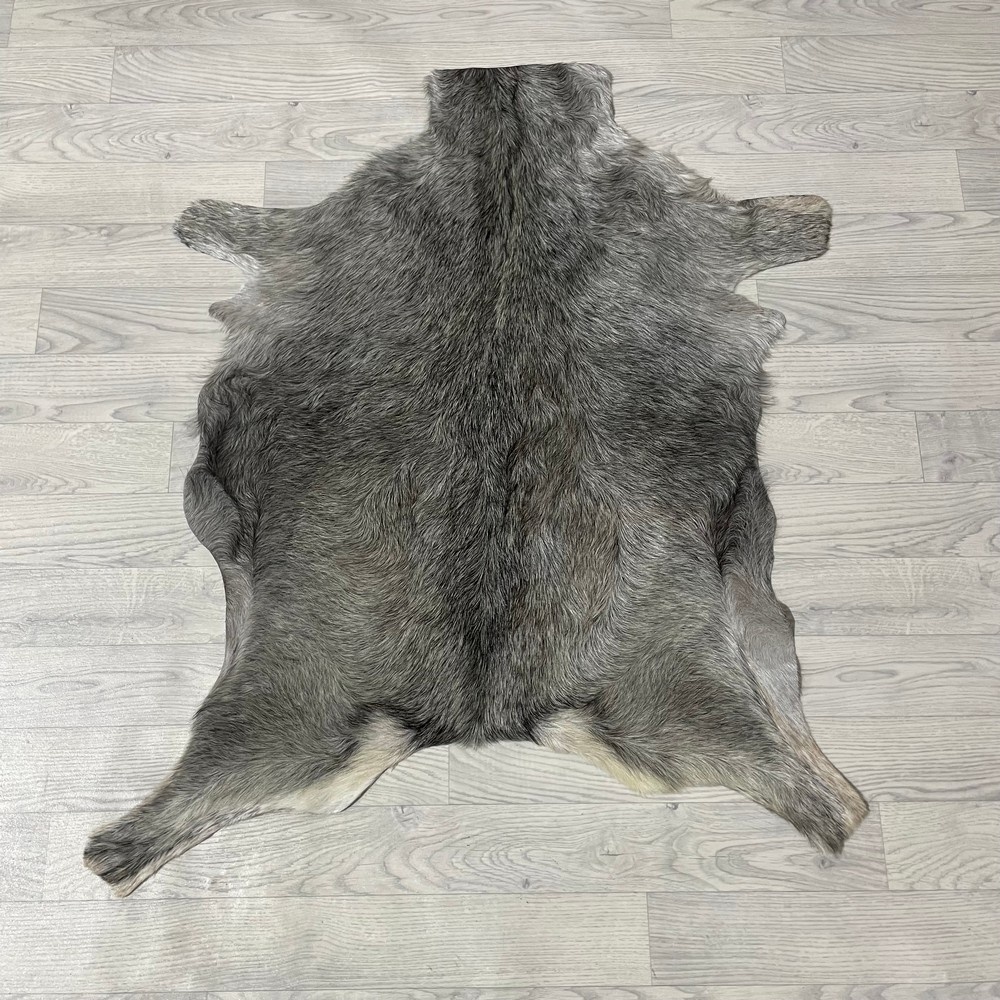 Lederstore Geitenhuid grijs bruin wit 105x90cm