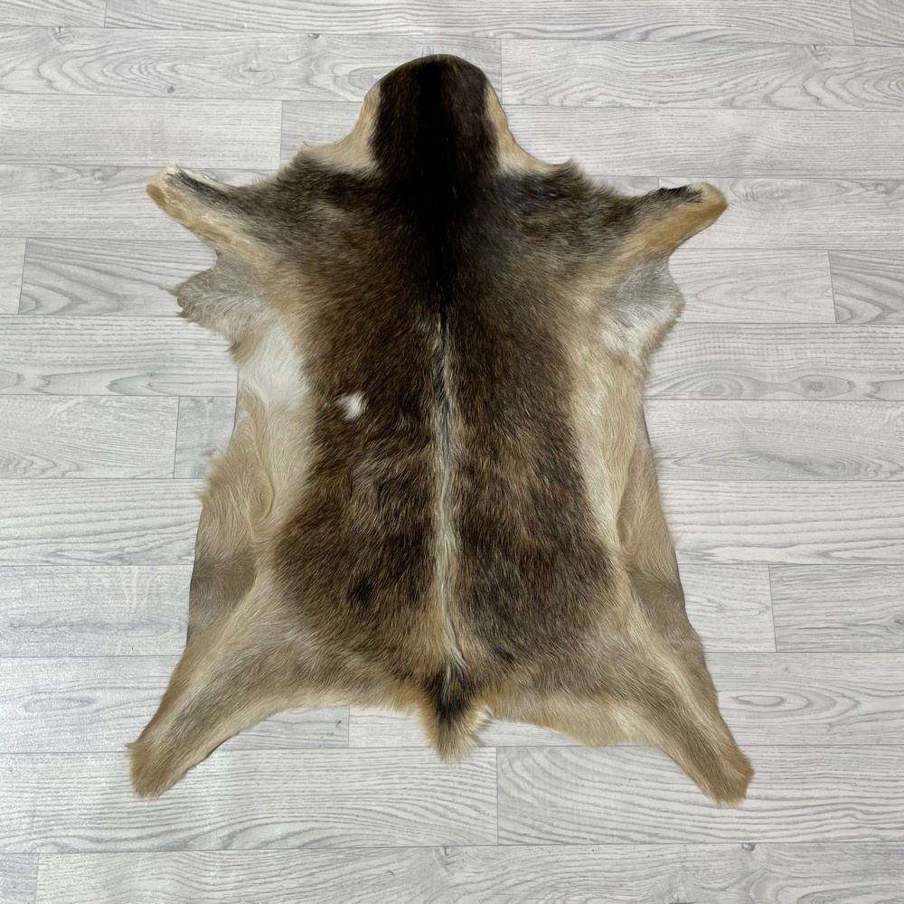 Lederstore Geitenhuid bruin wit 85x65cm