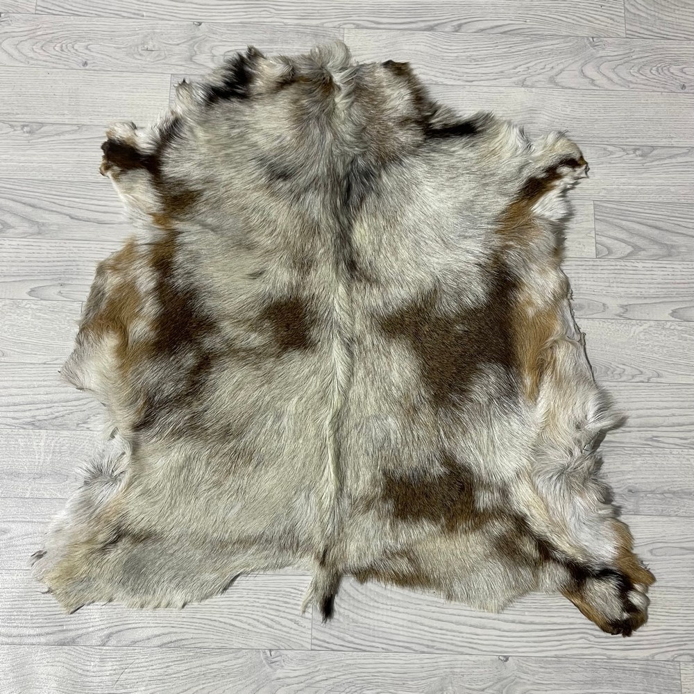 Lederstore Geitenhuid bruin creme wit beige 85x85cm