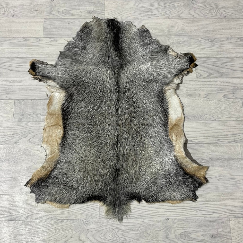 Lederstore Geitenhuid grijs beige creme 85x75cm