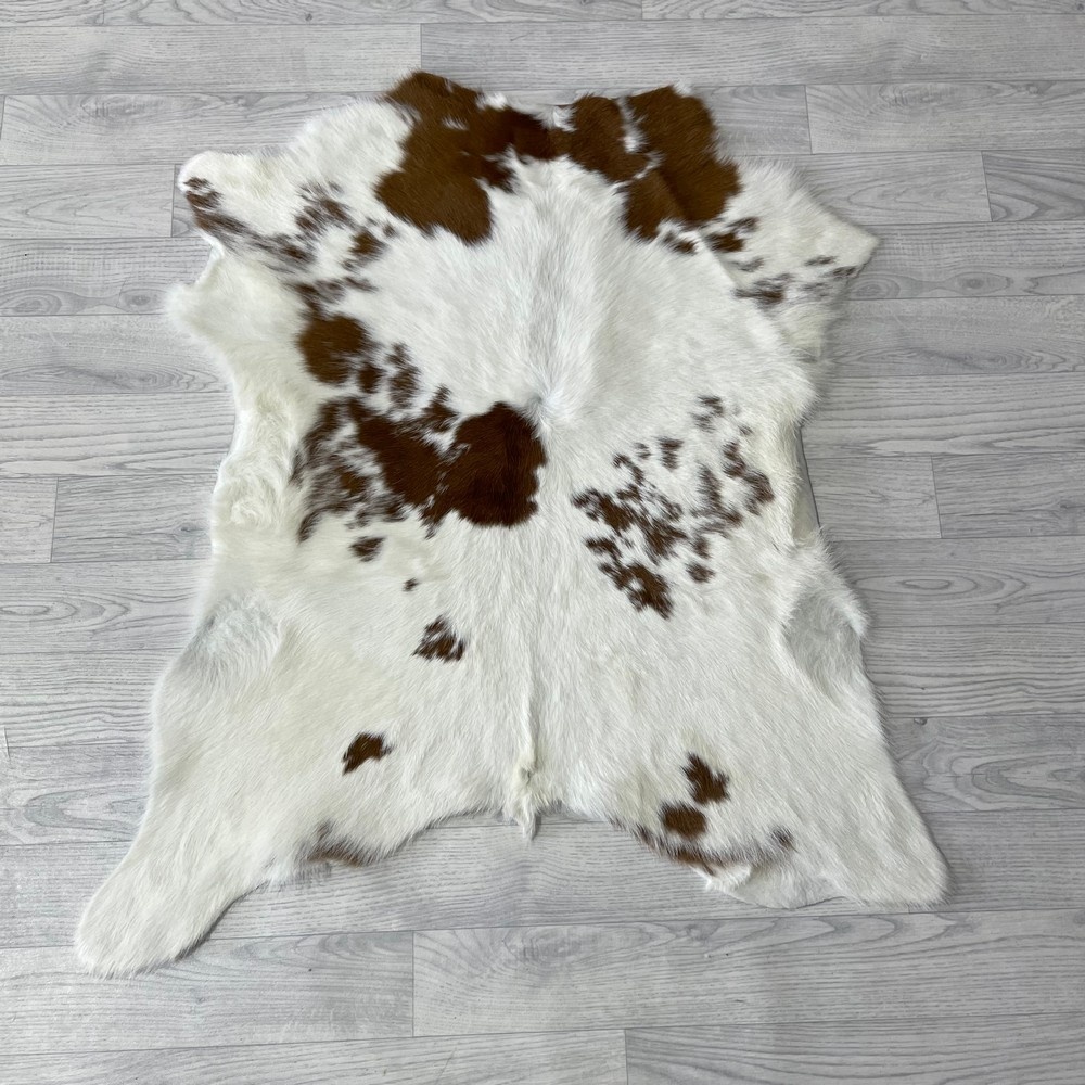 Lederstore Kalfshuid bruin wit 105x90cm