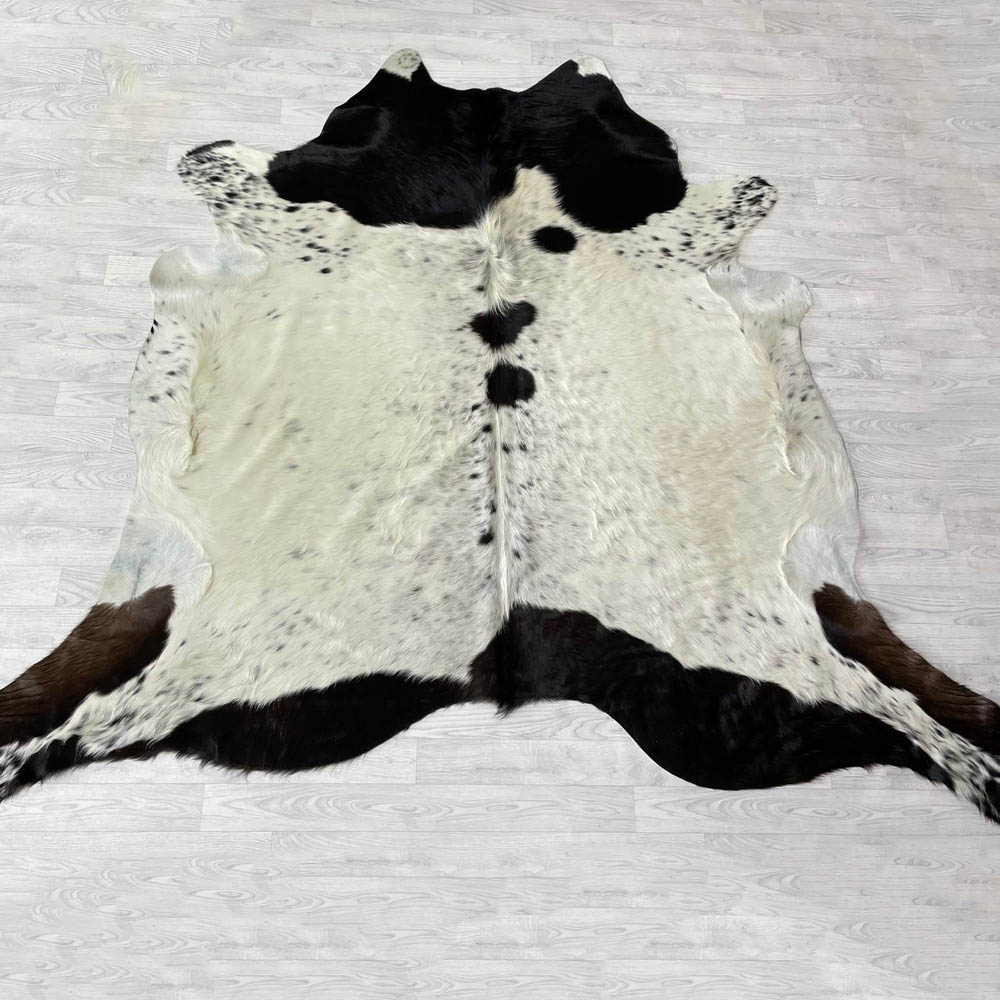 Lederstore Koeienhuid zwart bruin creme 225x265cm