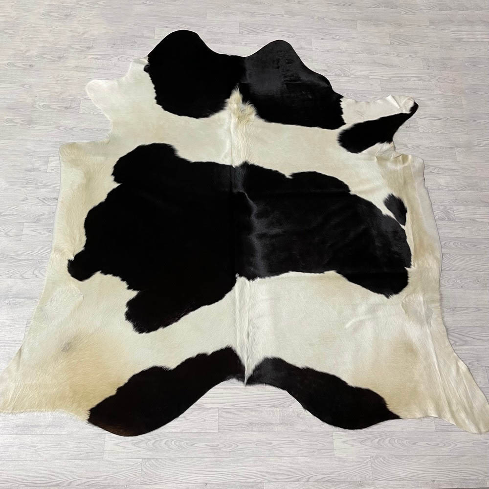 Lederstore Koeienhuid zwart creme bruin 240x225cm