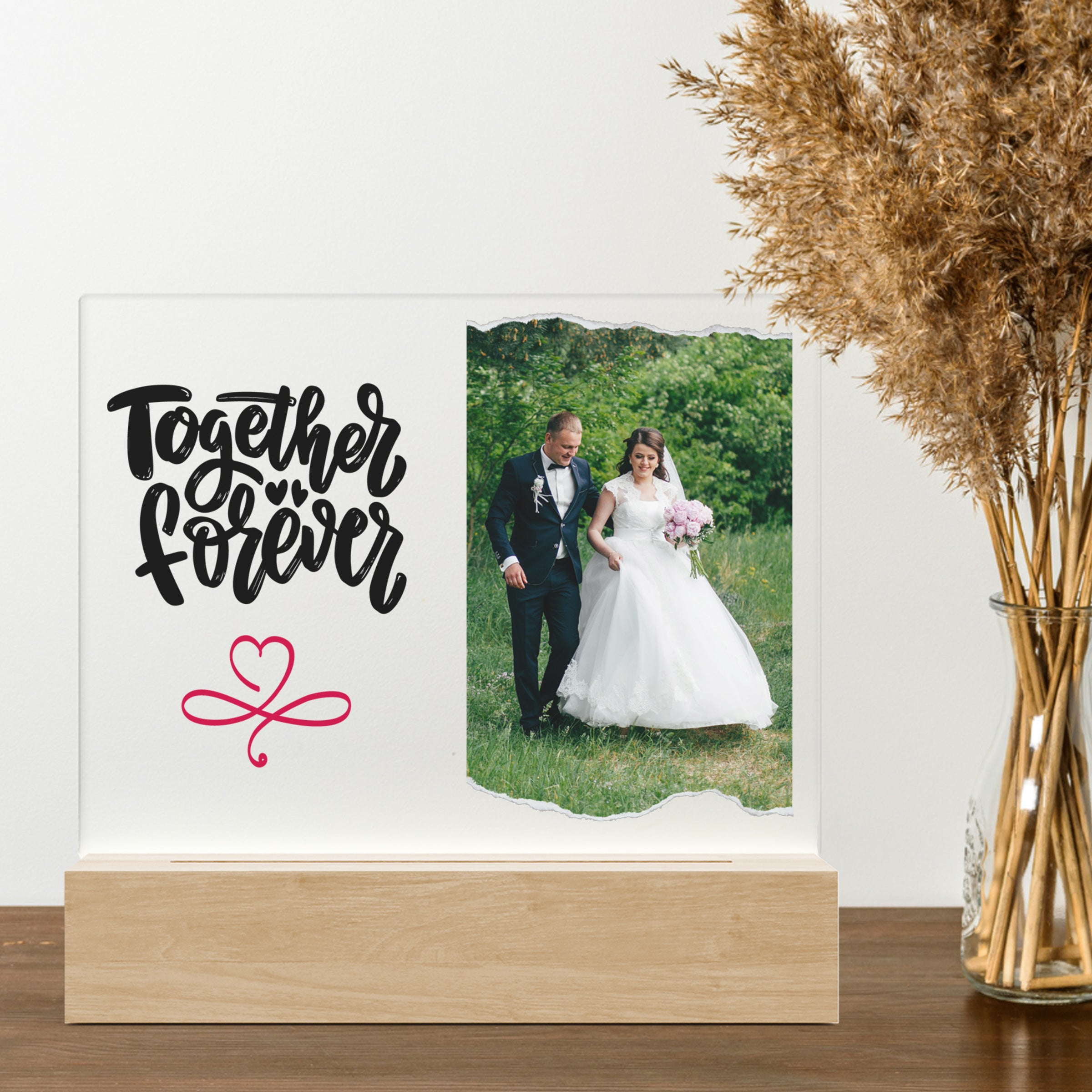 Merkloos 3D LED LAMP - Uw Eigen Bruidsfoto - Ontwerp-zelf.nl