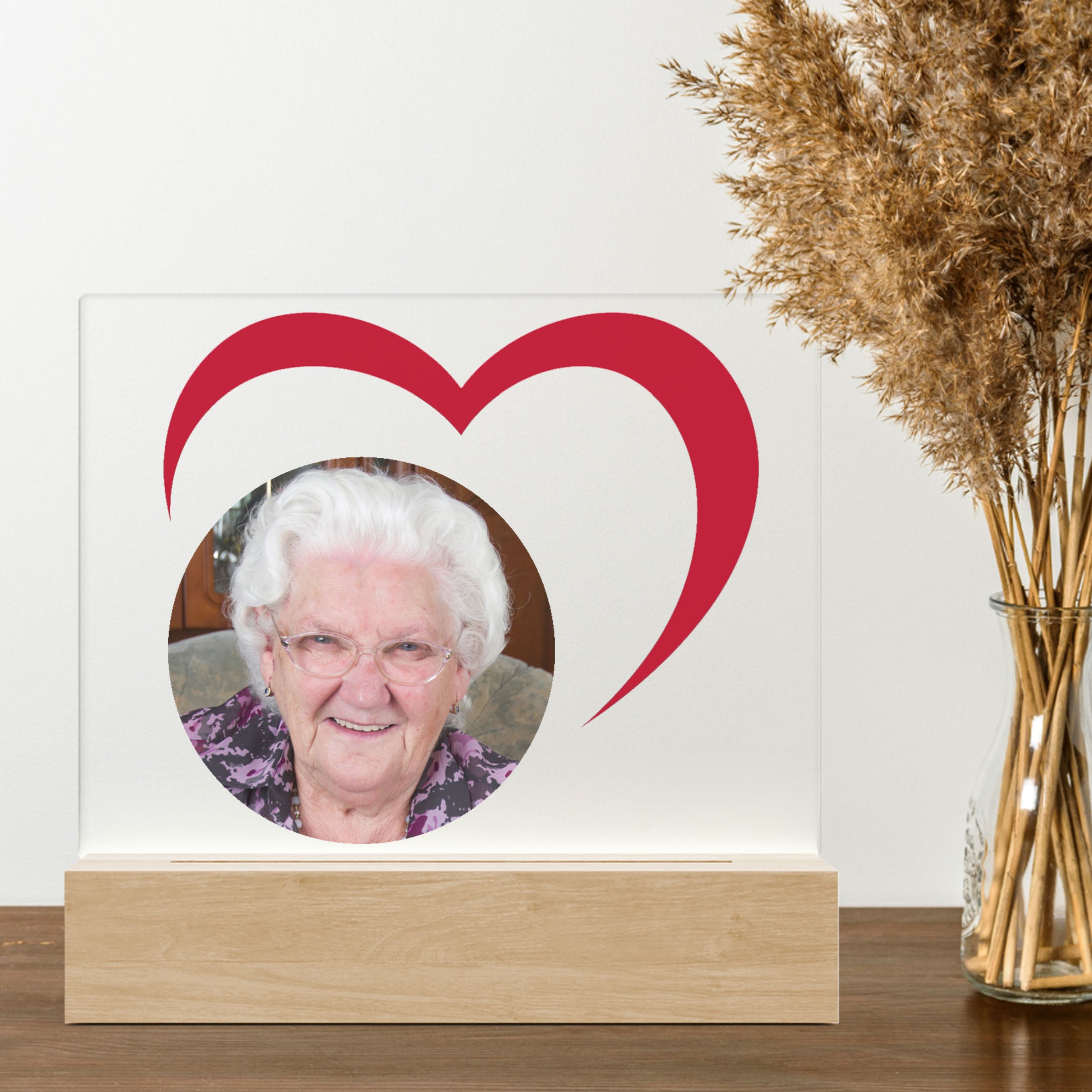 Merkloos 3D LED LAMP - Gedenk Hart - Ontwerp-zelf.nl